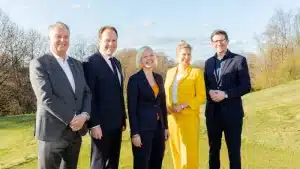 Ulf Montanus (FDP), Dr. Stephan Keller (CDU), Clara Gerlach (Bündnis 90 / Die Grünen), Alexandra Rath (BVMW), Fabian Zachel (SPD)